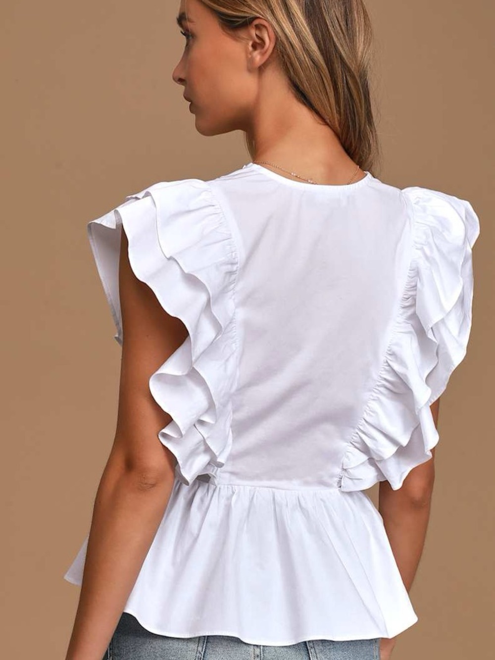 Lulu’s In A Ruffle White Ruffled Hook and Eye Top - Picture 2 of 7